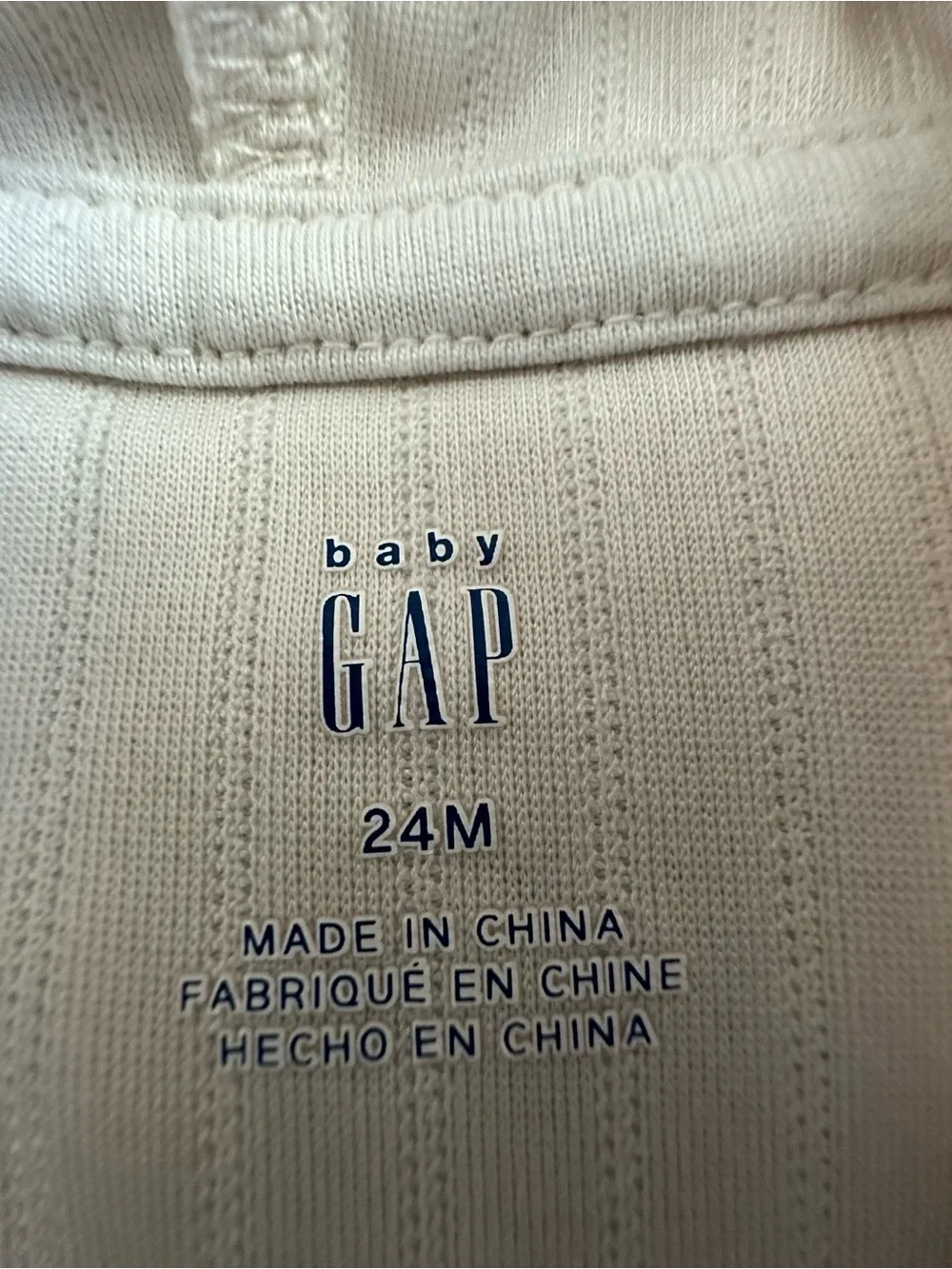 Baby GAP 24M Ivory Frost Wide Rib Logo Outfit Set - Hoodie & Banded Jogger